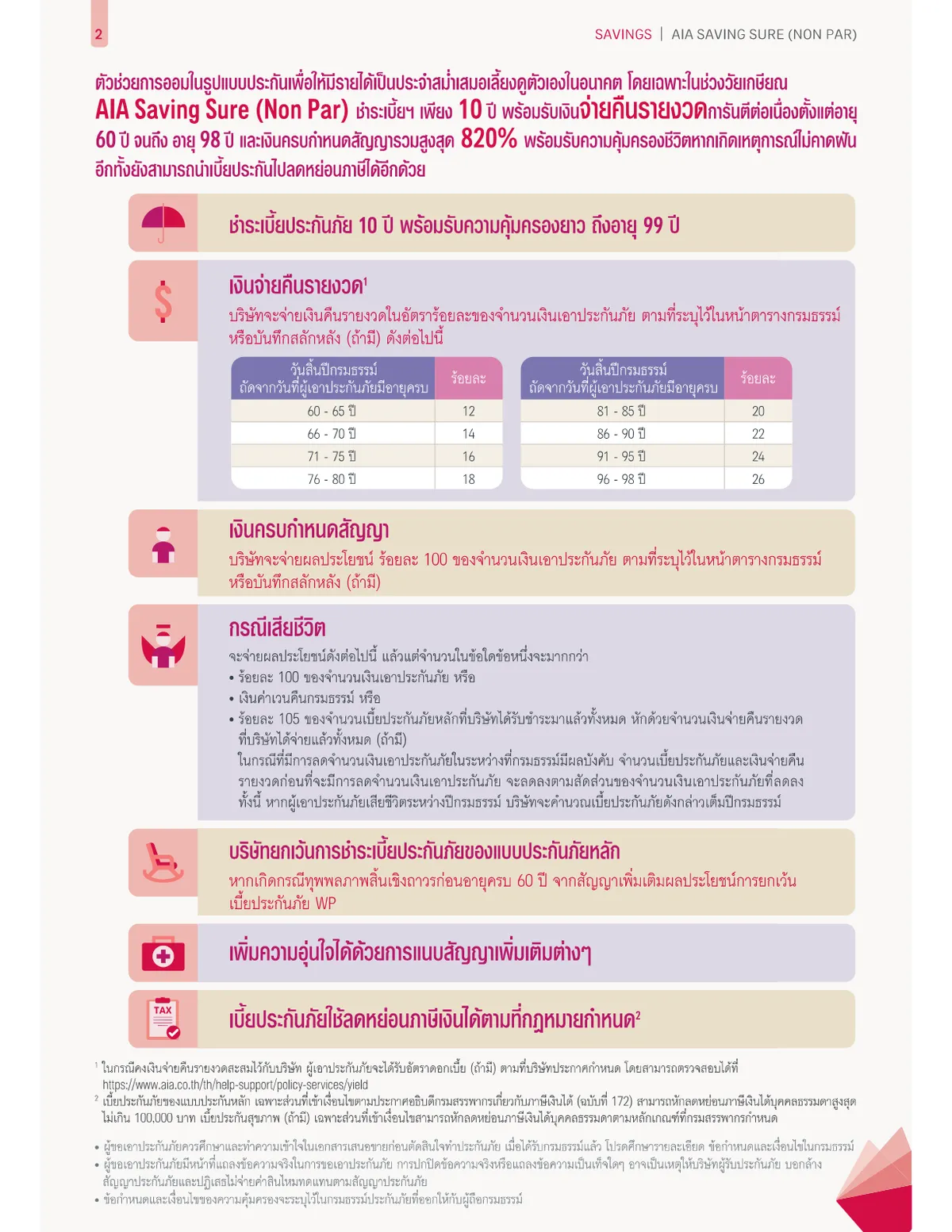 AIA Saving Sure — หน้า 2