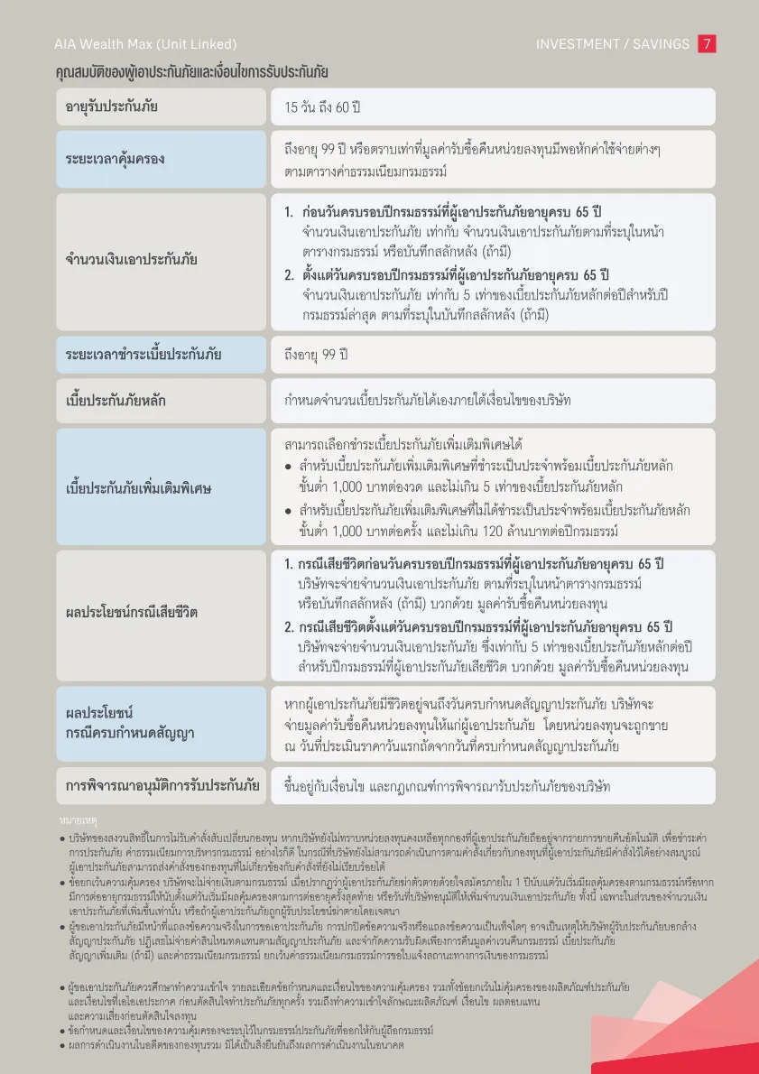AIA Wealth Max (Unit Linked) — หน้า 7